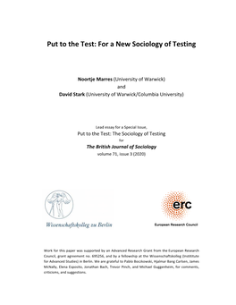 For a New Sociology of Testing