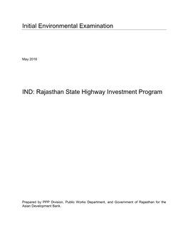 Rajasthan State Highway Investment Program