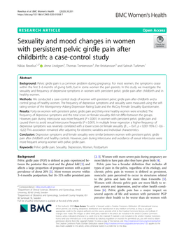 Sexuality and Mood Changes in Women with Persistent Pelvic Girdle