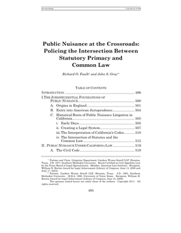 Policing the Intersection Between Statutory Primacy and Common Law