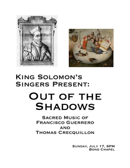 Out of the Shadows Sacred Music of Francisco Guerrero and Thomas Crecquillon