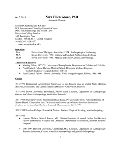 Nora Ellen Groce, Phd Academic Resume