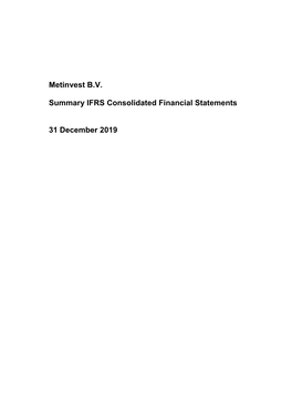 Metinvest B.V. Summary IFRS Consolidated Financial Statements