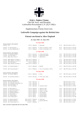 V Okls & Supplementary Claims from Lists