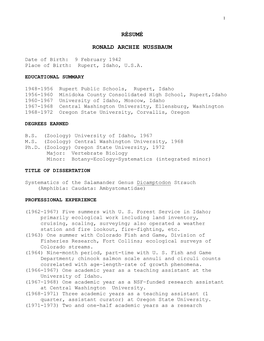 Résumé Ronald Archie Nussbaum