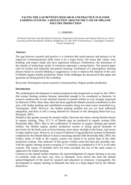 Facing the Gap Between Research and Practice in Danish Farming Systems: a Reflection Around the Case of Organic Poultry Production