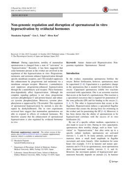 Non-Genomic Regulation and Disruption of Spermatozoal in Vitro Hyperactivation by Oviductal Hormones