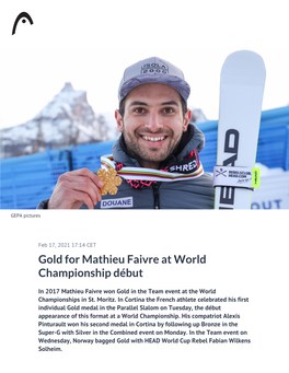 Gold for Mathieu Faivre at World Championship Début