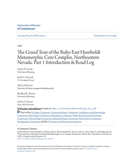 The Grand Tour of the Ruby-East Humboldt Metamorphic Core Complex, Northeastern Nevada: Part 1-Introduction & Road Log Arthur W