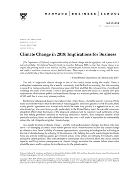 Climate Change in 2018: Implications for Business