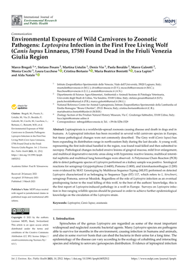 Environmental Exposure of Wild Carnivores to Zoonotic Pathogens: Leptospira Infection in the First Free Living Wolf (Canis Lupus