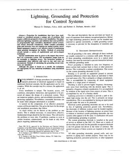 Lightning, Grounding and Protection for Control Systems