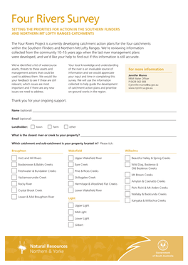 Four Rivers Survey SETTING the PRIORITIES for ACTION in the SOUTHERN FLINDERS and NORTHERN MT LOFTY RANGES CATCHMENTS