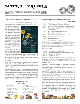 Bulletin of the Puget Sound Mycological Society 44Th