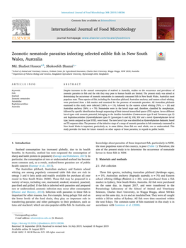 International Journal of Food Microbiology Zoonotic Nematode