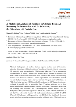 A Mutational Analysis of Residues in Cholera Toxin A1 Necessary for Interaction with Its Substrate, the Stimulatory G Protein Gsα