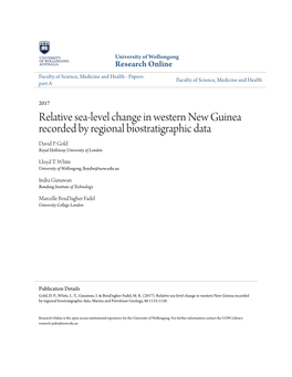 Relative Sea-Level Change in Western New Guinea Recorded by Regional Biostratigraphic Data David P