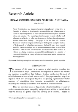 Royal Commissions Into Policing: Australia—Alan Beckley