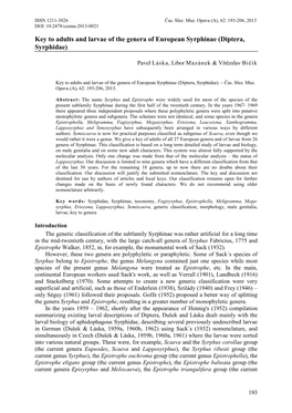 Key to Adults and Larvae of the Genera of European Syrphinae (Diptera, Syrphidae)