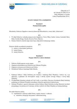 Załącznik Nr 17 Do Uchwały Nr XIII/152/19 Rady Miejskiej W Czersku Z Dnia 29 Października 2019 R