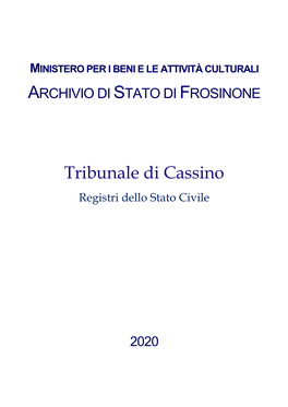 Registri Di Stato Civile Del Tribunale Di Cassino