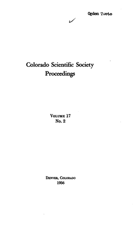 Cenozoic Geomorphic History of the Medicine Bow Mountains Near the Northgate Fluorspar District, Colorado 1 by Thomas A