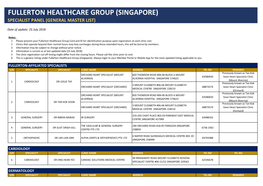 Fullerton Healthcare Group (Singapore) Specialist Panel (General Master List)