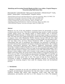 Identifying and Forecasting Potential Biophysical Risk Areas Within a Tropical Mangrove Ecosystem Using Multi-Sensor Data