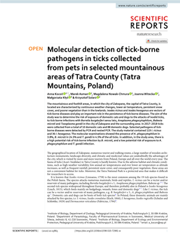 Molecular Detection of Tick-Borne Pathogens in Ticks