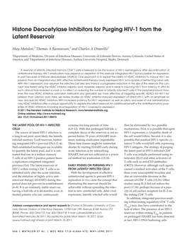 Histone Deacetylase Inhibitors for Purging HIV-1 from the Latent Reservoir