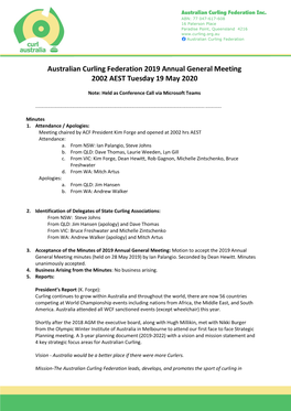 2019 ACF AGM – Minutes