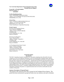 Permit Review Report Permit ID: 1-4726-00130/00038 Renewal Number: 3 02/04/2019