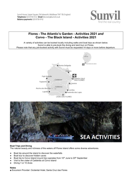 Flores - the Atlantic’S Garden - Activities 2021 and Corvo - the Black Island - Activities 2021