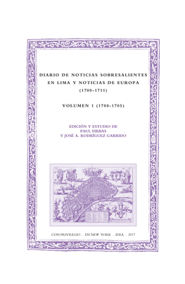 Diario De Noticias Sobresalientes En Lima Y Noticias De Europa (1700-1711)