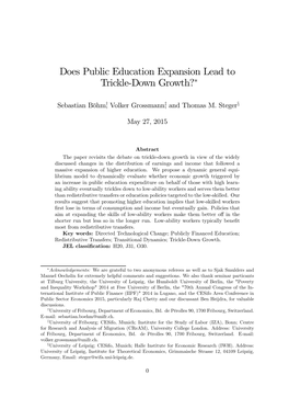 Does Public Education Expansion Lead to Trickle-Down Growth?∗