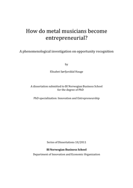 How Do Metal Musicians Become Entrepreneurial?