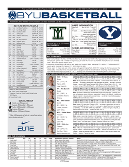 2019-20 Byu Schedule Social Media 1 Game Information