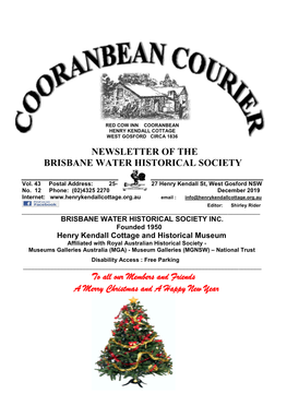 NEWSLETTER of the BRISBANE WATER HISTORICAL SOCIETY To