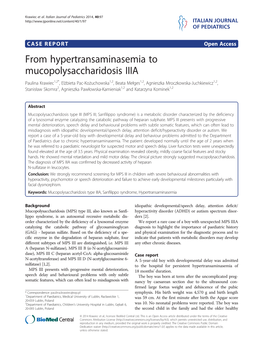 From Hypertransaminasemia to Mucopolysaccharidosis IIIA