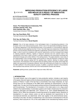 Improving Production Efficiency of Large Size Molds As a Result of Innovative