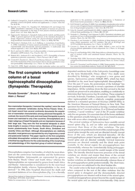 The First Complete Vertebral Column of a Basal Tapinocephalid Dinocephalian