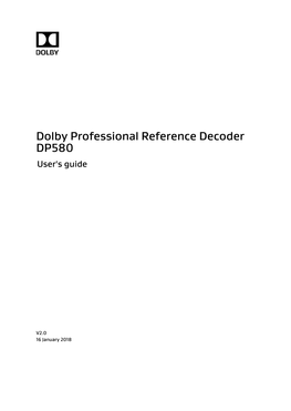 Dolby DP580 Professional Reference Decoder User's