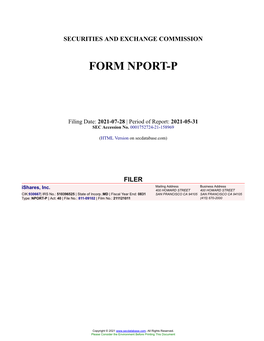 Ishares, Inc. Form NPORT-P Filed 2021-07-28