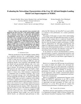 Evaluating the Networking Characteristics of the Cray XC-40 Intel Knights Landing Based Cori Supercomputer at NERSC