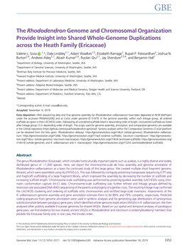 The Rhododendron Genome and Chromosomal Organization Provide Insight Into Shared Whole-Genome Duplications Across the Heath Family (Ericaceae)