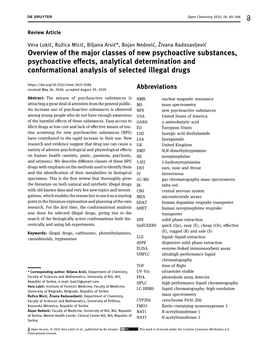 Overview of the Major Classes of New Psychoactive Substances