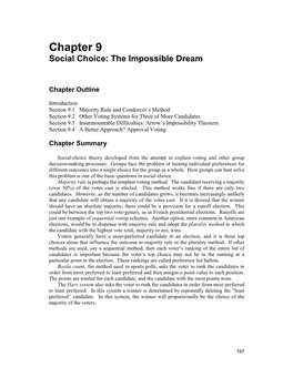 Chapter 9 Social Choice: the Impossible Dream