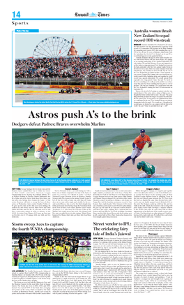 Astros Push A's to the Brink