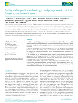 Scaling Leaf Respiration with Nitrogen and Phosphorus in Tropical Forests Across Two Continents