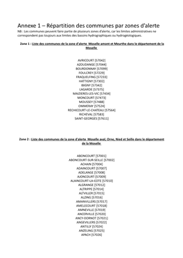 Liste Des Communes Concernées En Moselle